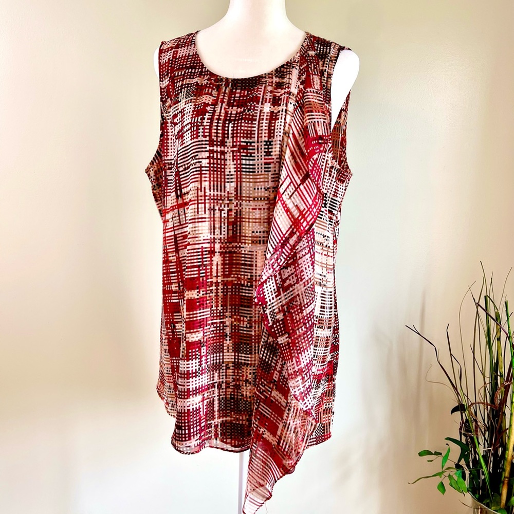 WHBM Multi colored sleeveless checkered top. Size L